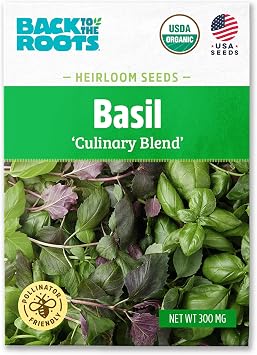 Back to The Roots 100% Organic Seed Packet - Basil Culinary Blend 300mg