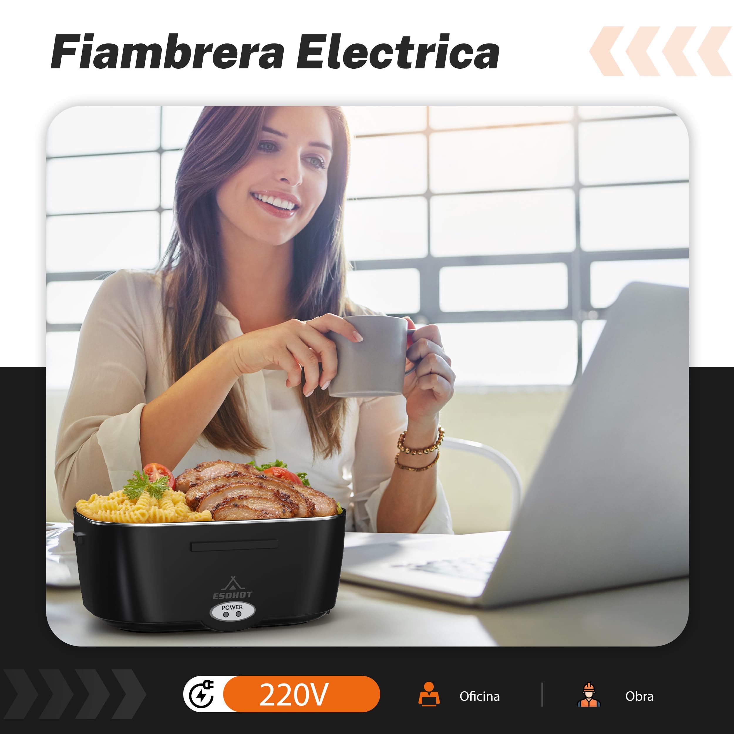 Fiambrera Electrica,120W Taper Electrico para Comida Calentamiento Ultrarrápido 3 en 1 Lonchera Electrica Trabajo 12V/24V/230V Para Viajes, Trabajo, Coche, Camión (1,5L x 2)