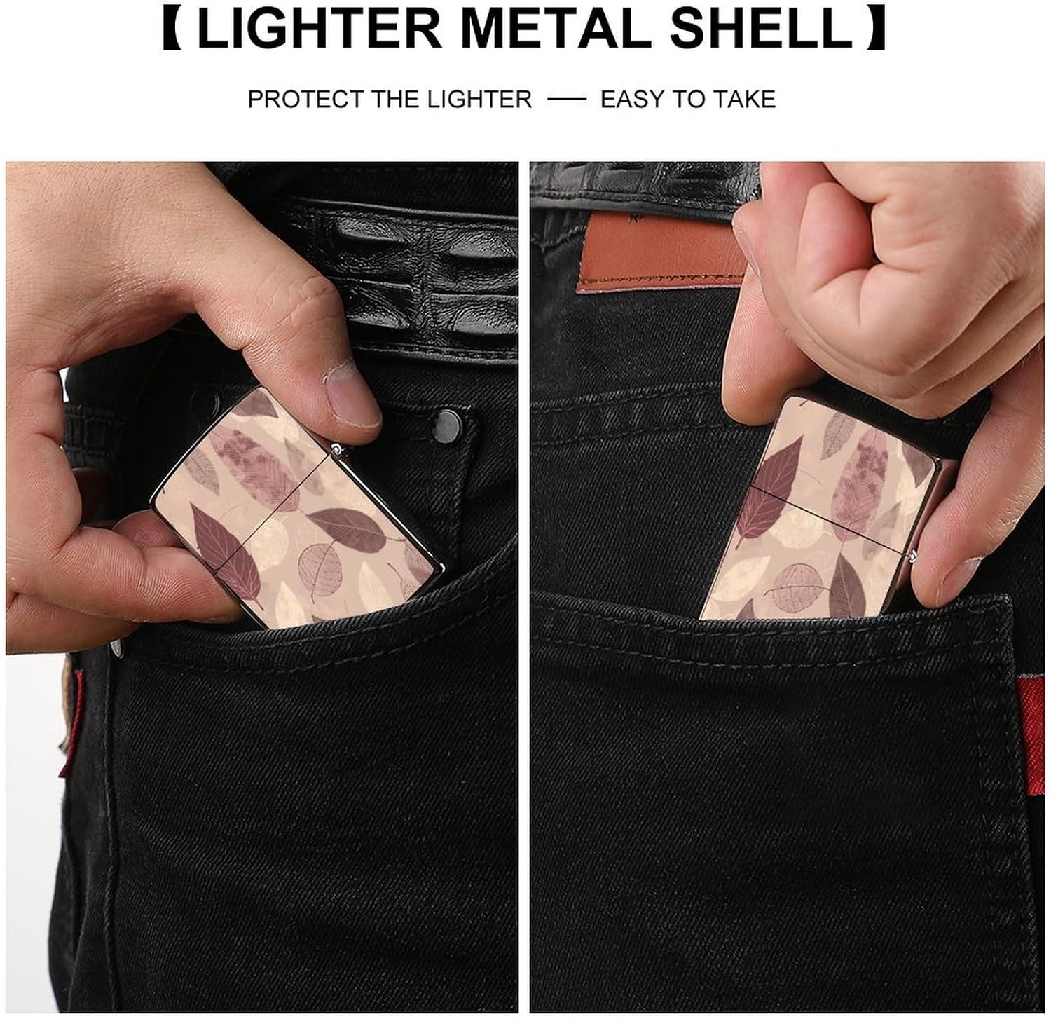 Light Maroon and Gray Metal Lighter Case Cover Lighter Sleeve