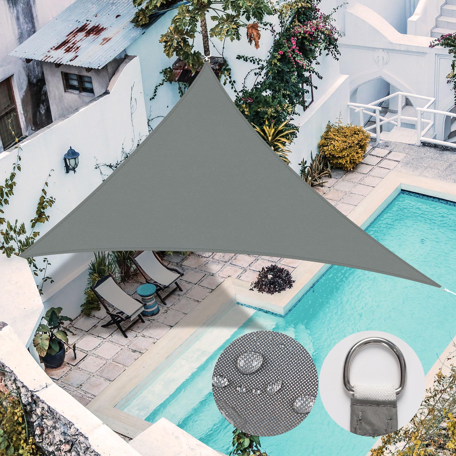 RICHIE Sun Shade Sail Rectangle 2m x 4m Waterproof, 98% UV Block Awnings for Patios with Free Rope, Sunscreen Awning Canopy, Rectangular Garden Shelter for Outdoor Garden Patio Yard Lawn Party, Beige — view 25