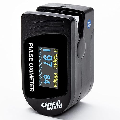 Miniatura 5 de Clinical Guard 500S Deluxe - Oxímetro de pulso para la punta de los dedos monitor de saturación de oxígeno en sangre con rastreador de frecuencia
