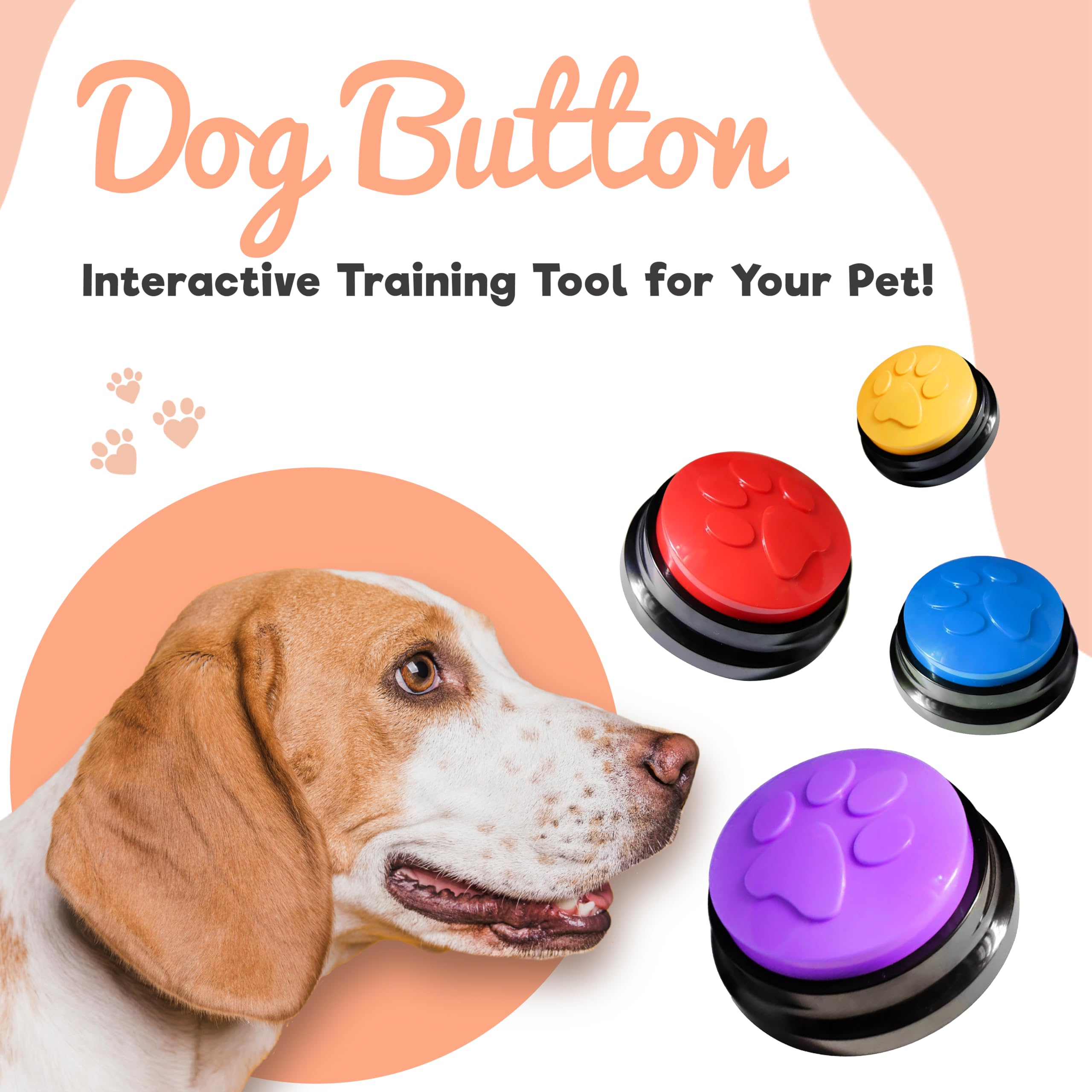 Pulsanti a Zampa di Cane parlante Pulsanti di addestramento per Cani Starter Set per Animali parlanti registrabili per la Comunicazione, Giocattoli e Accessori per Cani, Confezione da 4