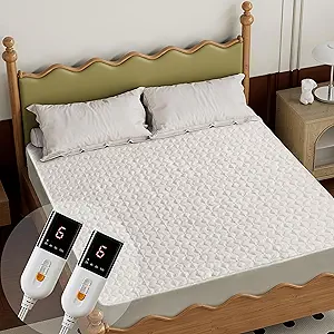 Gotcozy Heated Mattress Pad Cal King Size - Electric Mattress Pad Fit up to 15‘’ with 6 Heat Setting & 10 Hour Auto Off ETL Certified Machine Washable(White)