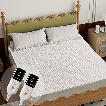 Gotcozy Heated Mattress Pad Cal King Size - Electric Mattress Pad Fit up to 15‘’ with 6 Heat Setting & 10 Hour Auto Off ETL Certified Machine Washable(White)