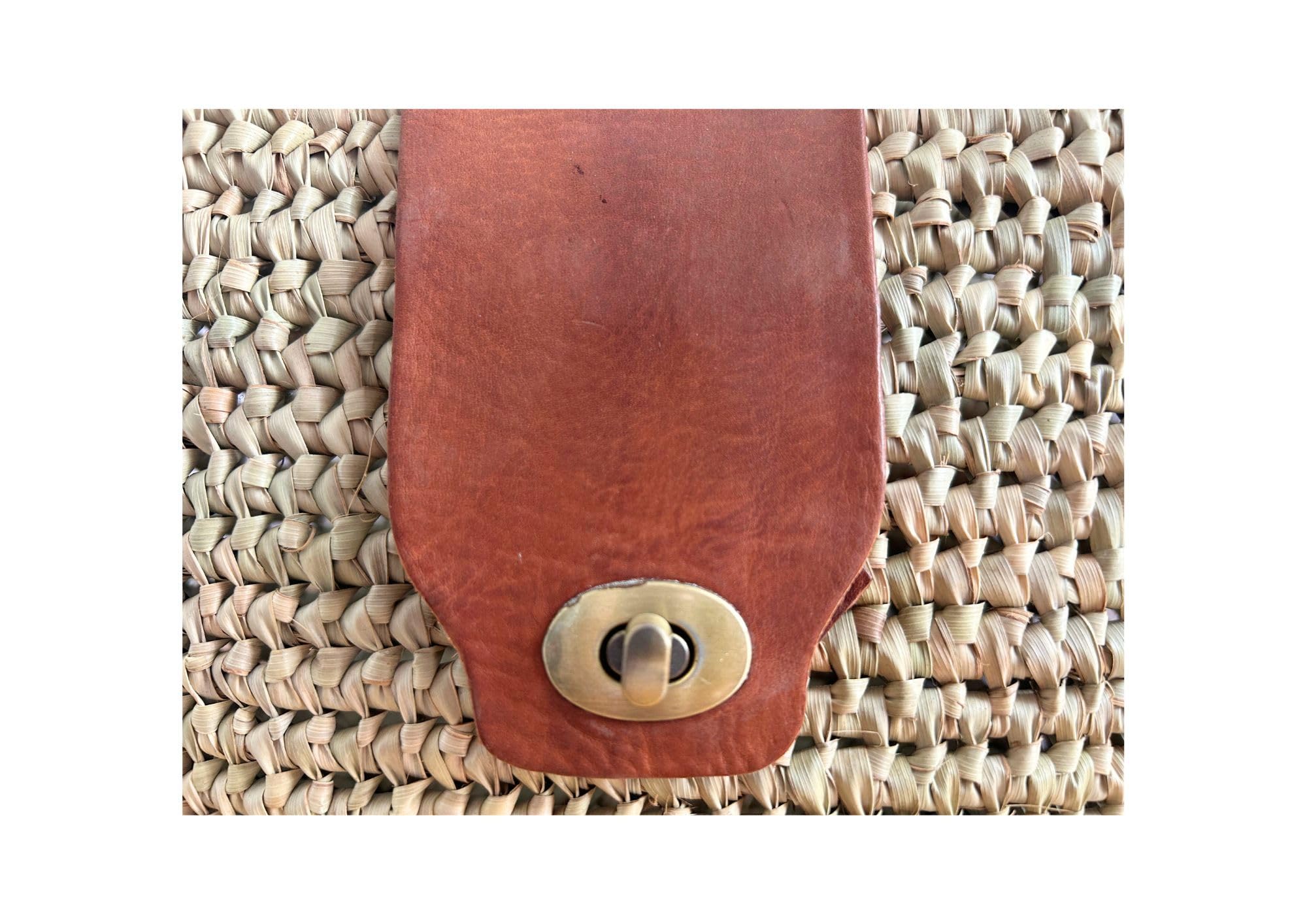 Bolso Bandolera de Mimbre Natural con Detalles en Cuero, Diseño Tejido Artesanal, Estilo Casual