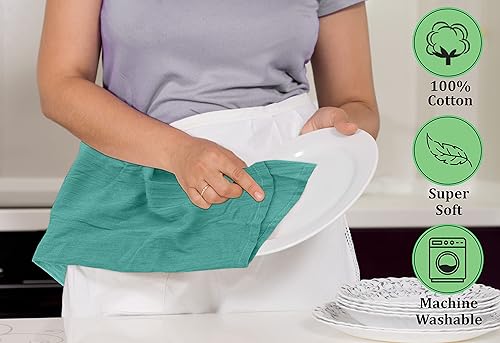 Miniatura 5 de RUVANTI Paquete de 24 toallas de cocina de 28 x 28 pulgadas, 100% algodón hilado en anillo, lavables a máquina, paños de cocina absorbentes, para