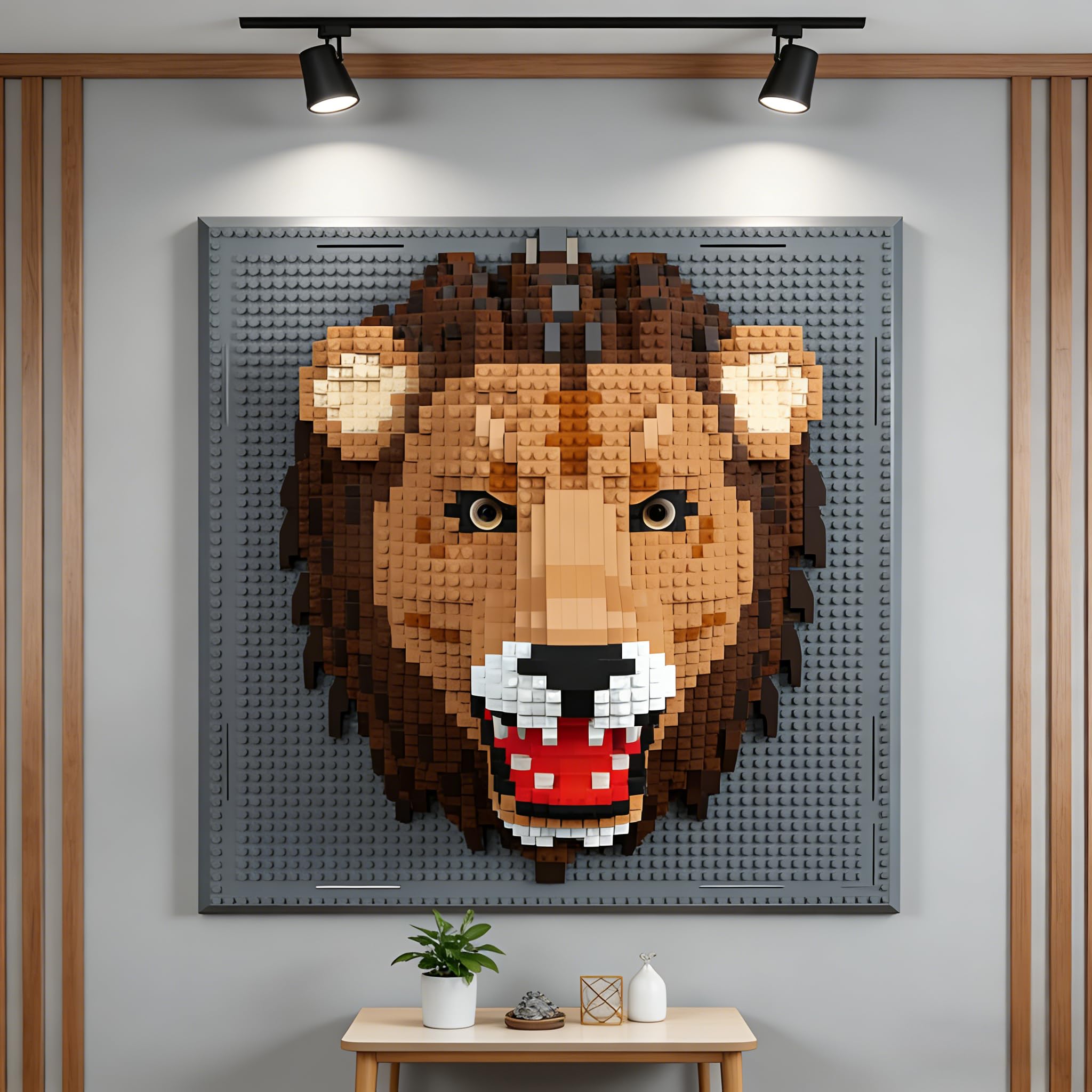 Juego de bloques de construcción 3D de león, 1889 piezas mini 3D en forma de animal león, decoración de pared única o pantalla de mesa, juguetes regalo para hombres y mujeres