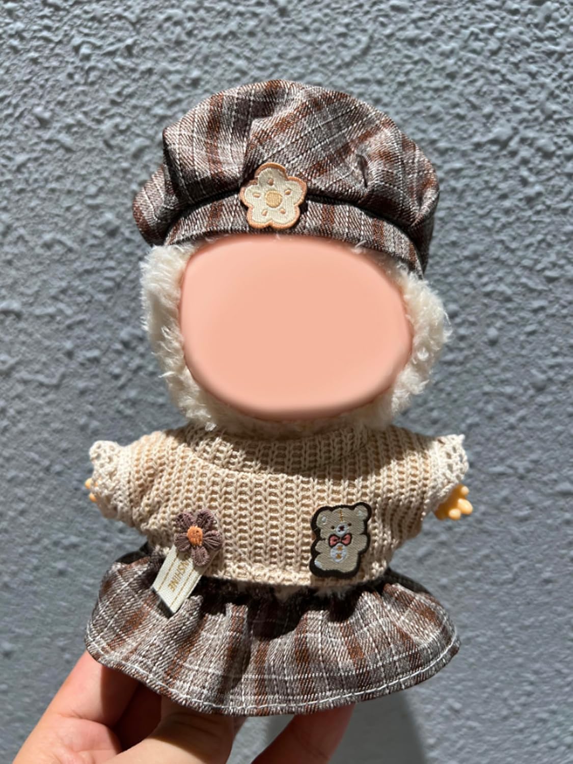 17cm Doll Clothes Set: Fashion Knit Mini Sweater & UK-Style Hat + Mini Pleated Skirt Outfit | Chic Wardrobe Bundle I Doll Not Included (Sweater)
