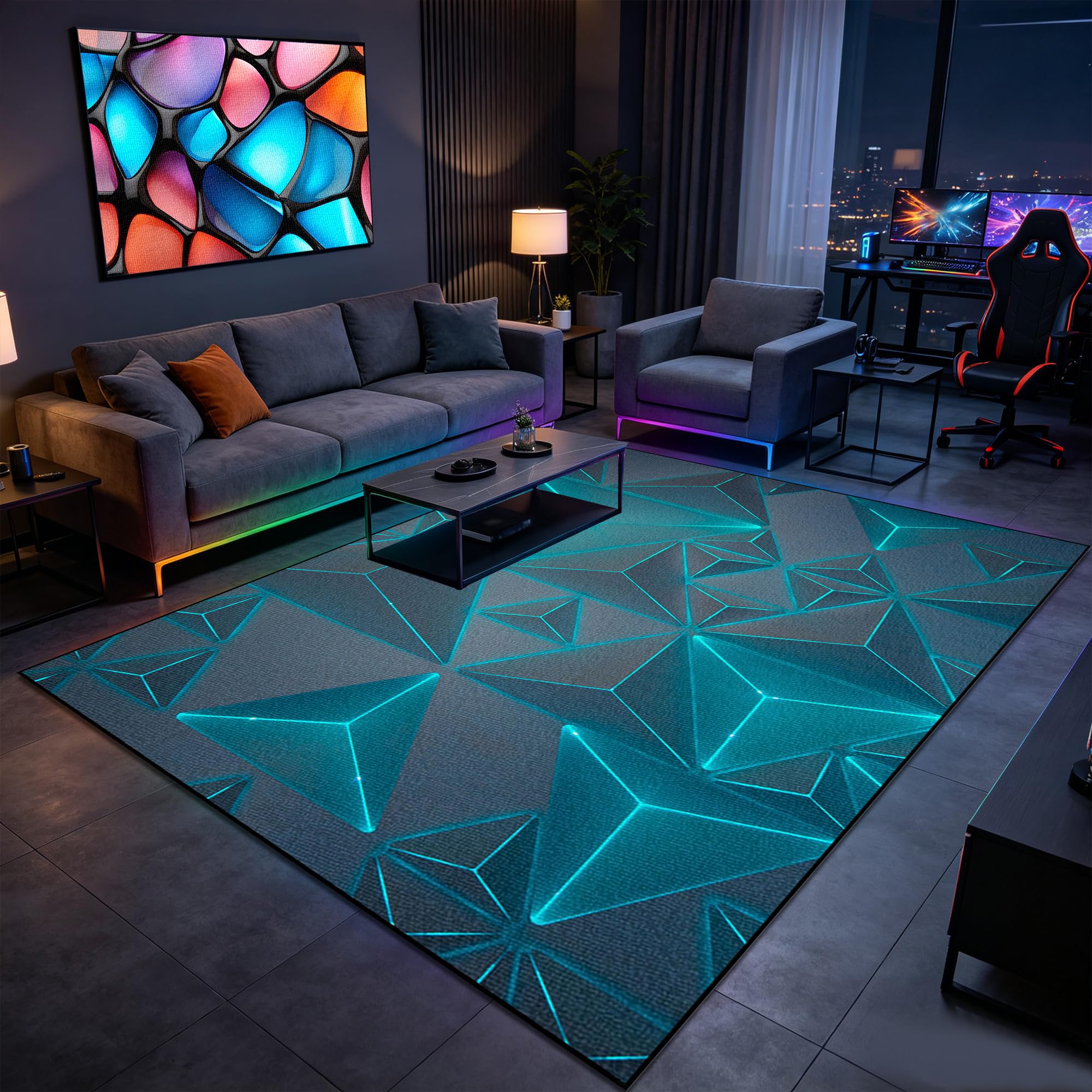 Tapis de jeu gaming pour chambre de garçons et tapis antidérapant de salon 80x110cm