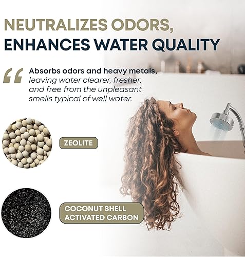 Miniatura 4 de AquaHomeGroup Filtro de cabezal de ducha de agua de pozo (2 cartuchos incluidos)  Minimiza las manchas de óxido y sedimentos  Sistema de 5 etapas