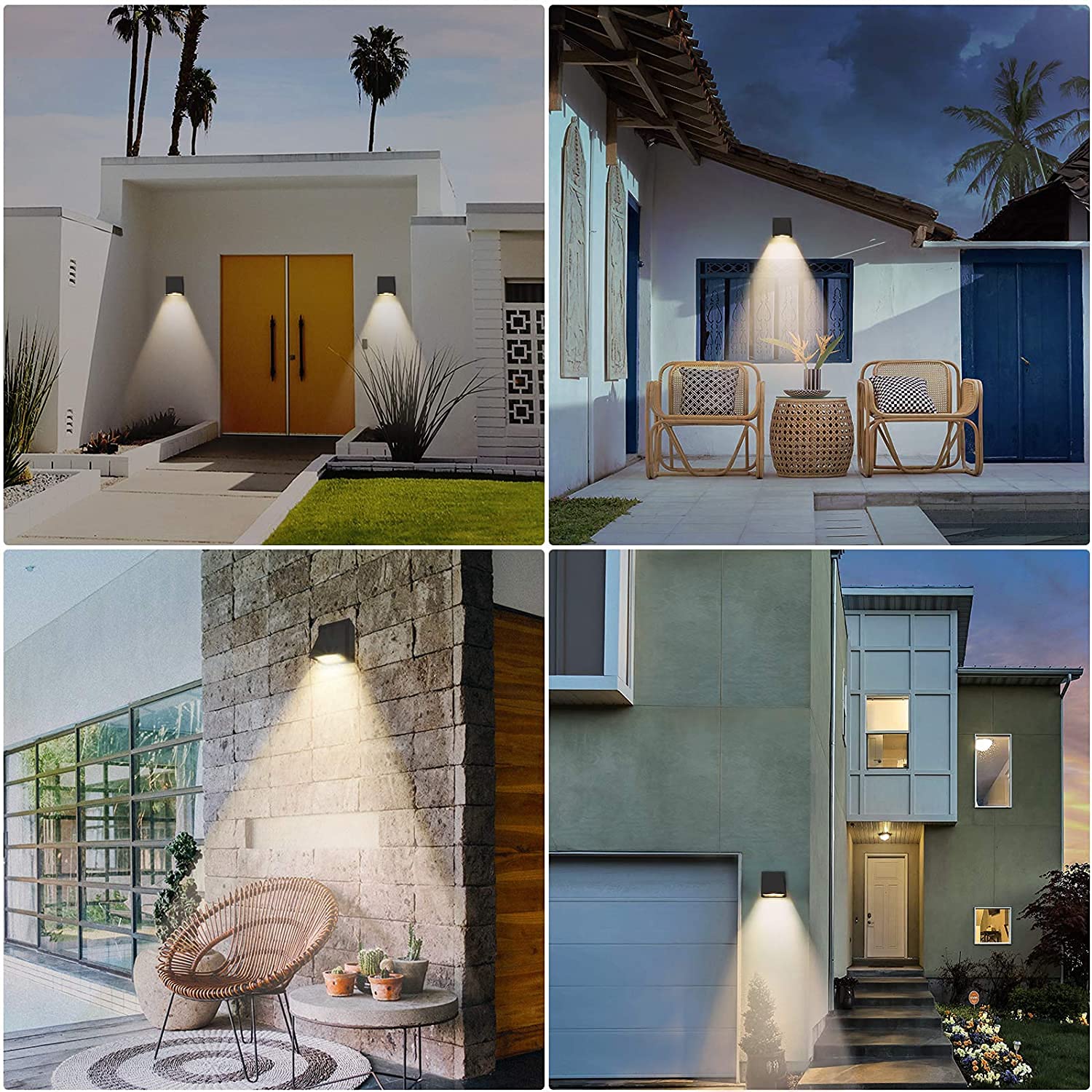 BENMA Lot de 2 appliques murales LED 8 W pour intérieur/extérieur, blanc chaud, 3000 K, IP65, pour chambre à coucher, salon, salle de bain, noir