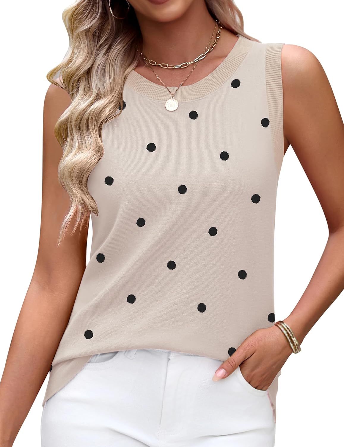 Zeagoo Women's Sleeveless Sweater Vest 2026 Summer Crew Neck Ribbed Knit Work Shirts Business Casual Tank Tops
