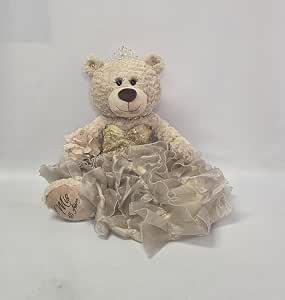 Quinceañera Last Doll Teddy Bear Centerpiece - 20 Inch Dressed Bear With Gown, Tiara & Bouquet, Rose Gold - View #14