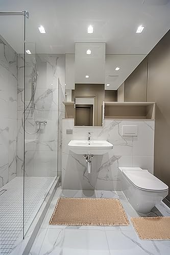 Miniatura 4 de Tapete de baño con borlas, súper absorbente, antideslizante, lavable a máquina con borlas, tapete de baño con parte trasera de goma, ultra suave