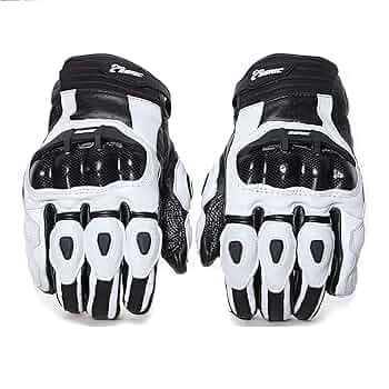 バイクグローブ Mサイズ　ホワイト&ブラック Amazon.co.jp: ALI-SP バイク グローブ 本革手袋 通気 防風