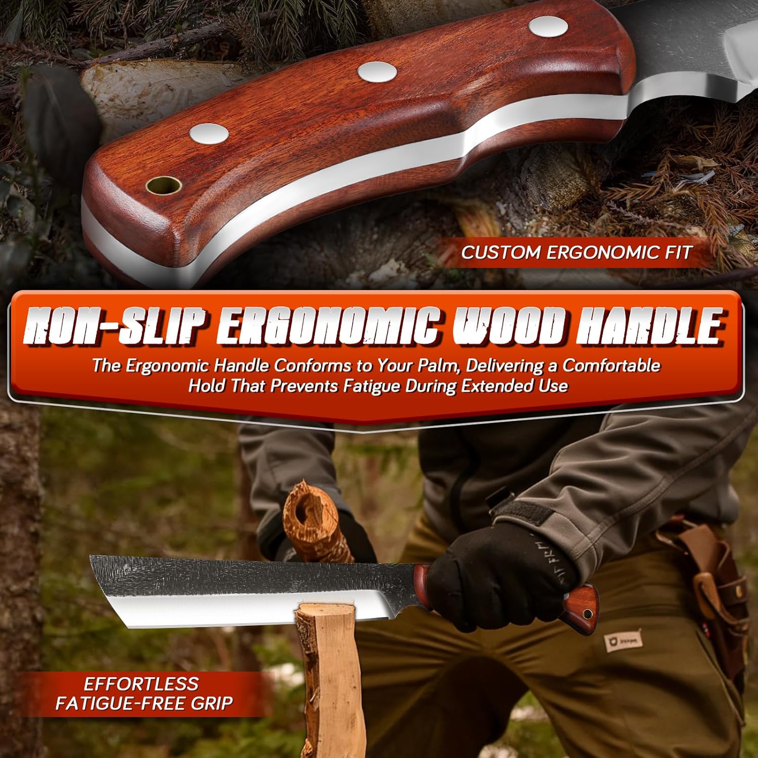 Purple Dragon Camping Hatchet Axe with Sheath and Japanese Machete Knife for Cutting Trees