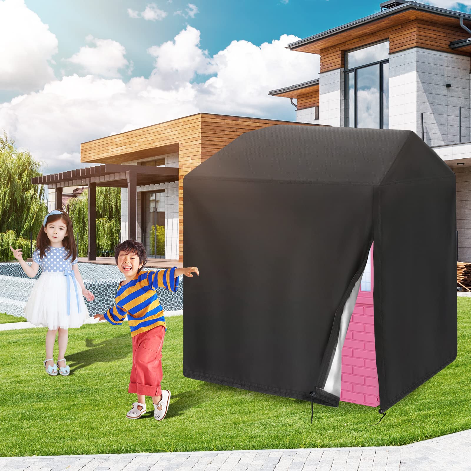 Housse imperméable pour maison de jeu, abri de protection portable, bâche résistante à la poussière et au , 145 x 145 x 160 cm, multifonction, équipement de jeu d'extérieur pour jardin