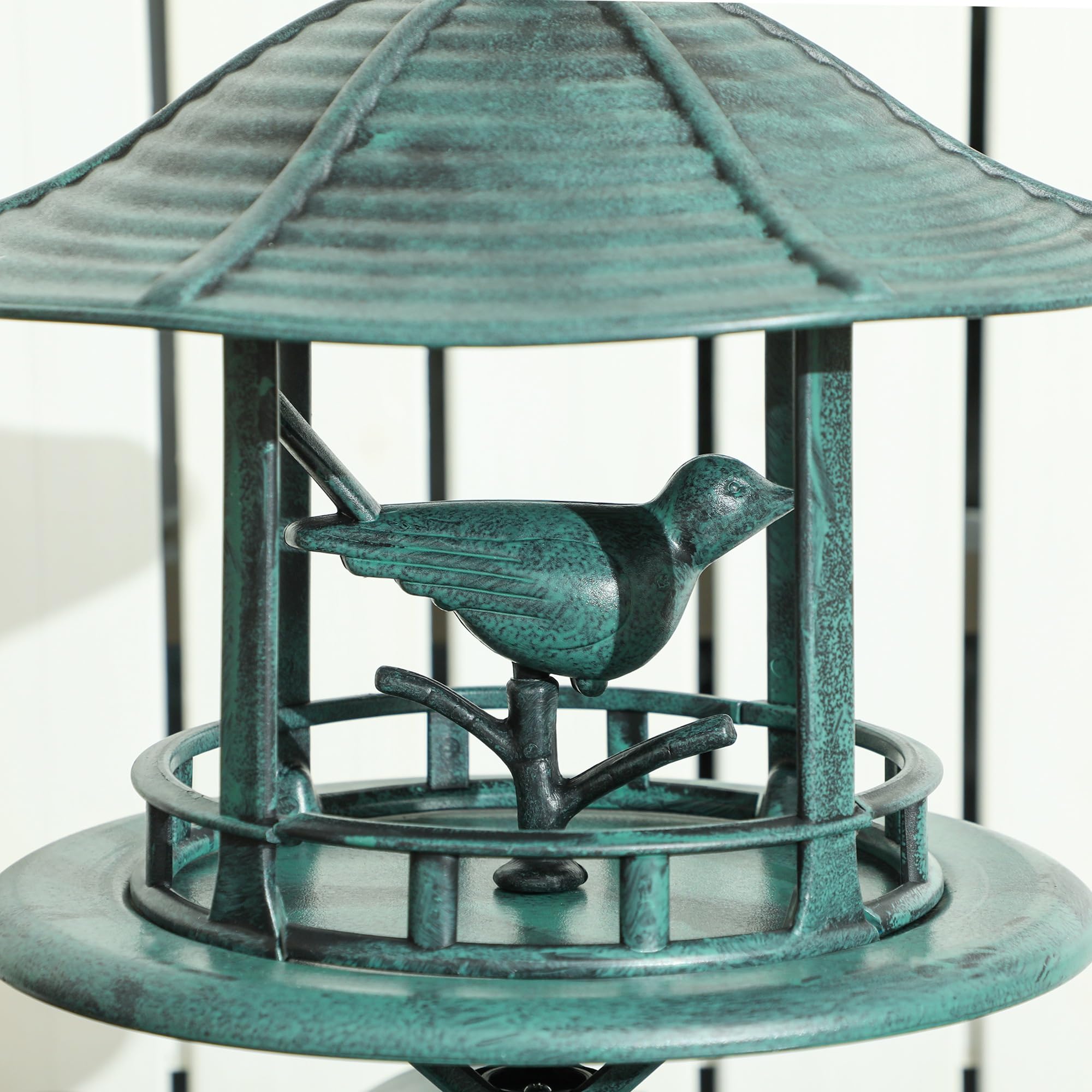 Outsunny Vogelbad Vogeltränke Vogeltränke Blumenkasten 3 in 1 Abm. Ø 50 x 113H cm Polypropylen grün-grau