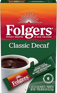 Folgers Classic Decaf Instant Coffee Crystals Packets