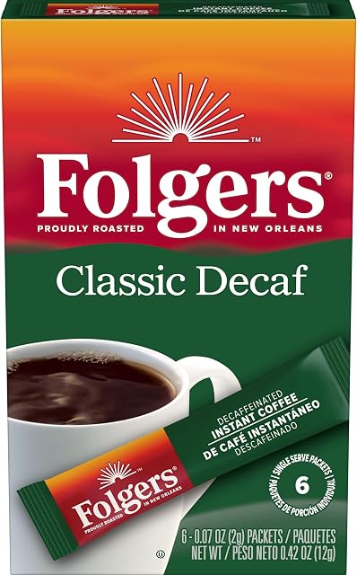 Folgers Classic Decaf Instant Coffee Crystals Packets
