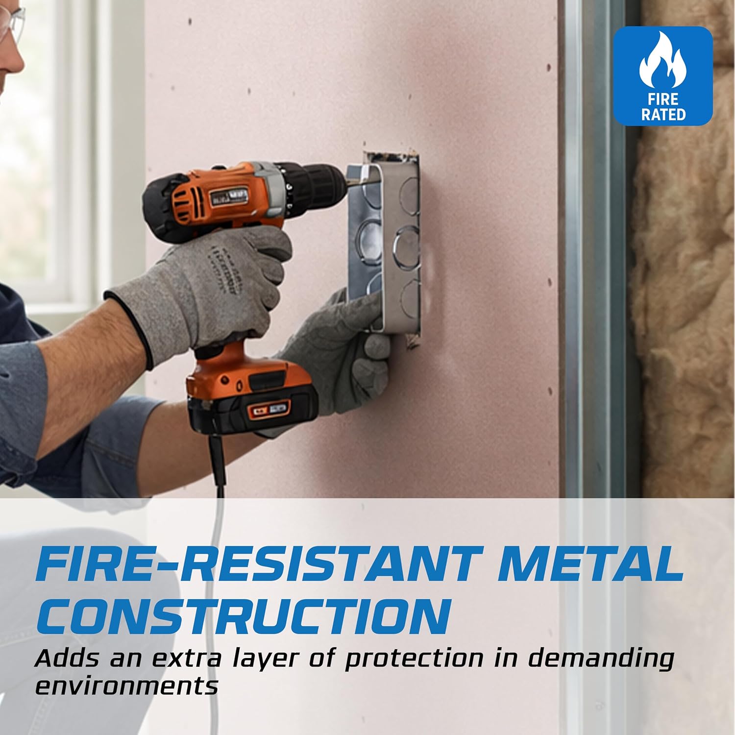 OHLECTRIC 4 Pack - 4x2” Rectangle Steel Electrical Box| 1-7/8" Deep Box with 1/2” & 3/4" Knockouts, Fire Rated | Ideal for Lighting Fixtures, Switches and Receptacles