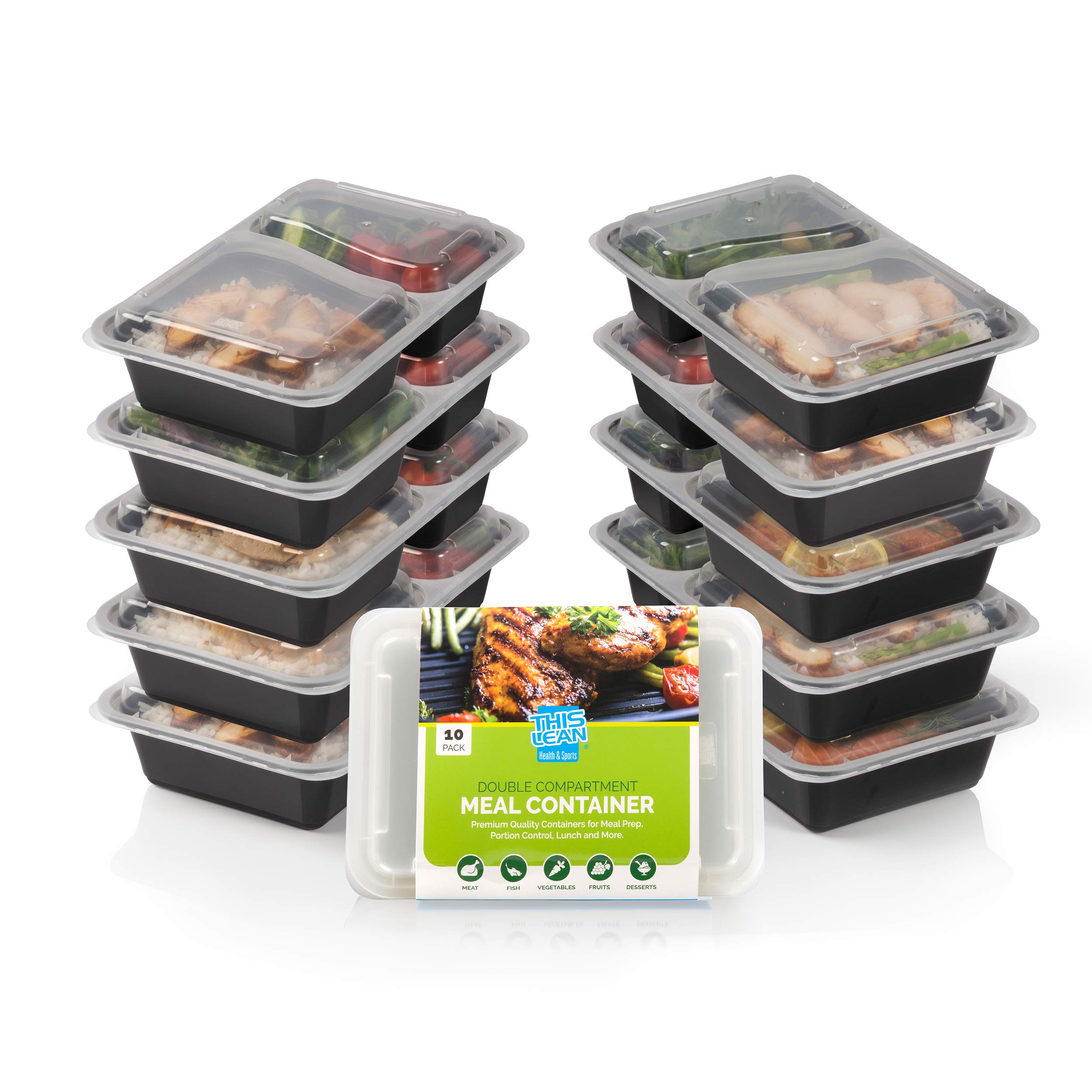 Buy THIS LEAN 2 Compartment Meal Prep Containers [10Pack] for Food