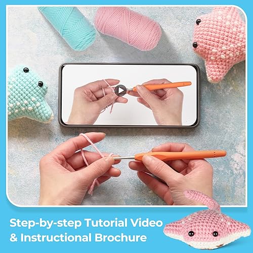 Miniatura 4 de Ktmeor Kit de ganchillo para principiantes, kit de animales de ganchillo, kit de aprendizaje a ganchillo para principiantes con tutoriales en video