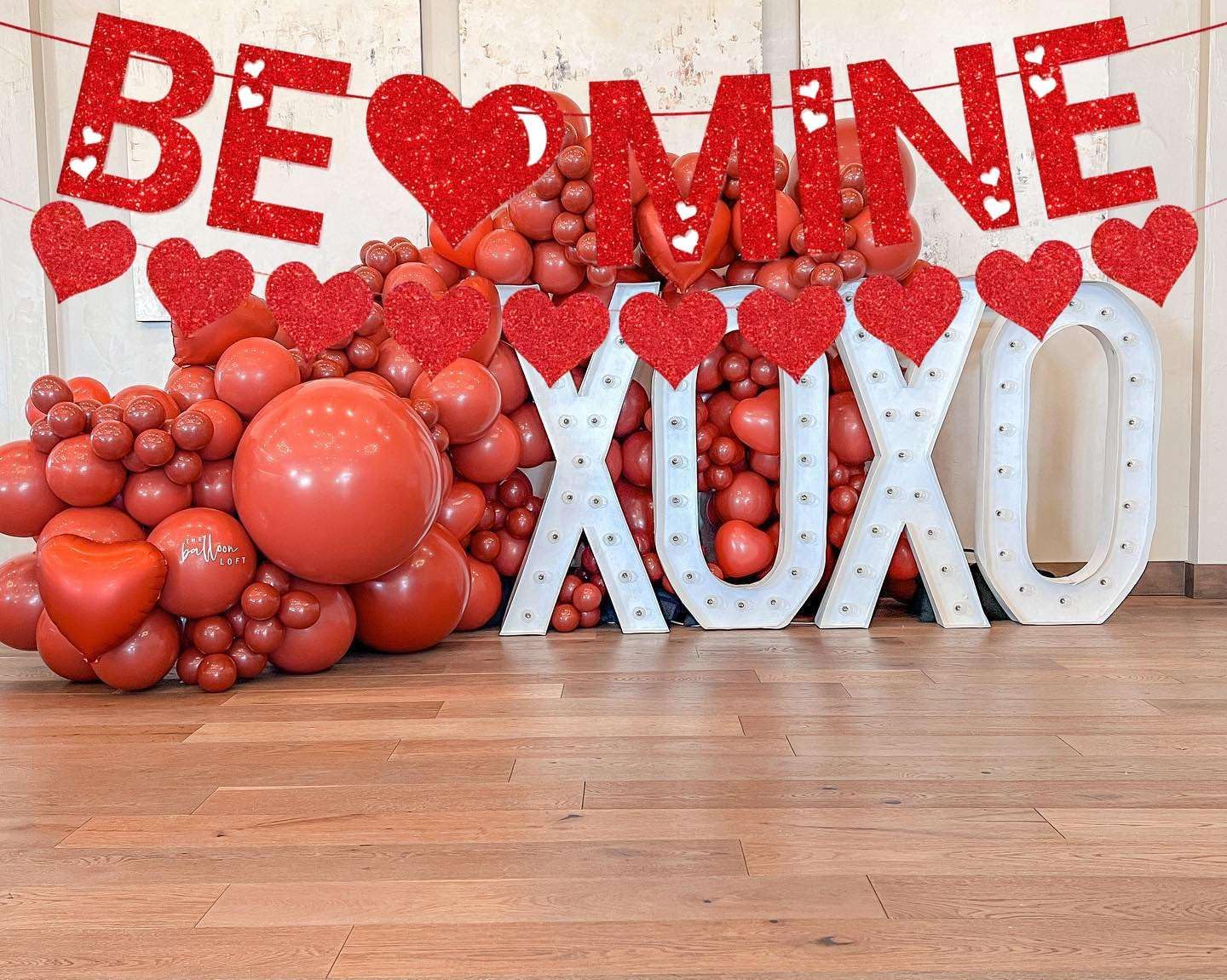 Red Be Mine Garland Banner Red Be Mine Red Heart Bunting Banner with Glitter,Valentines Day Heart Garland Decorations for Valentines Day Anniversary Decorations Supplies