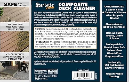 Miniatura 2 de STAR BRITE Limpiador de cubierta compuesto (1 galón) - Fórmula concentrada - Elimina sin esfuerzo la suciedad, la grasa y las manchas - Ideal para