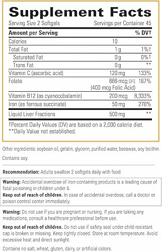 Miniatura 2 de Integrative Therapeutics Iron Complex - Wellness & Energy Support with Vitamins C & B12* - Includes Folate - Gluten-Free & Dairy-Free - 90 Softgels