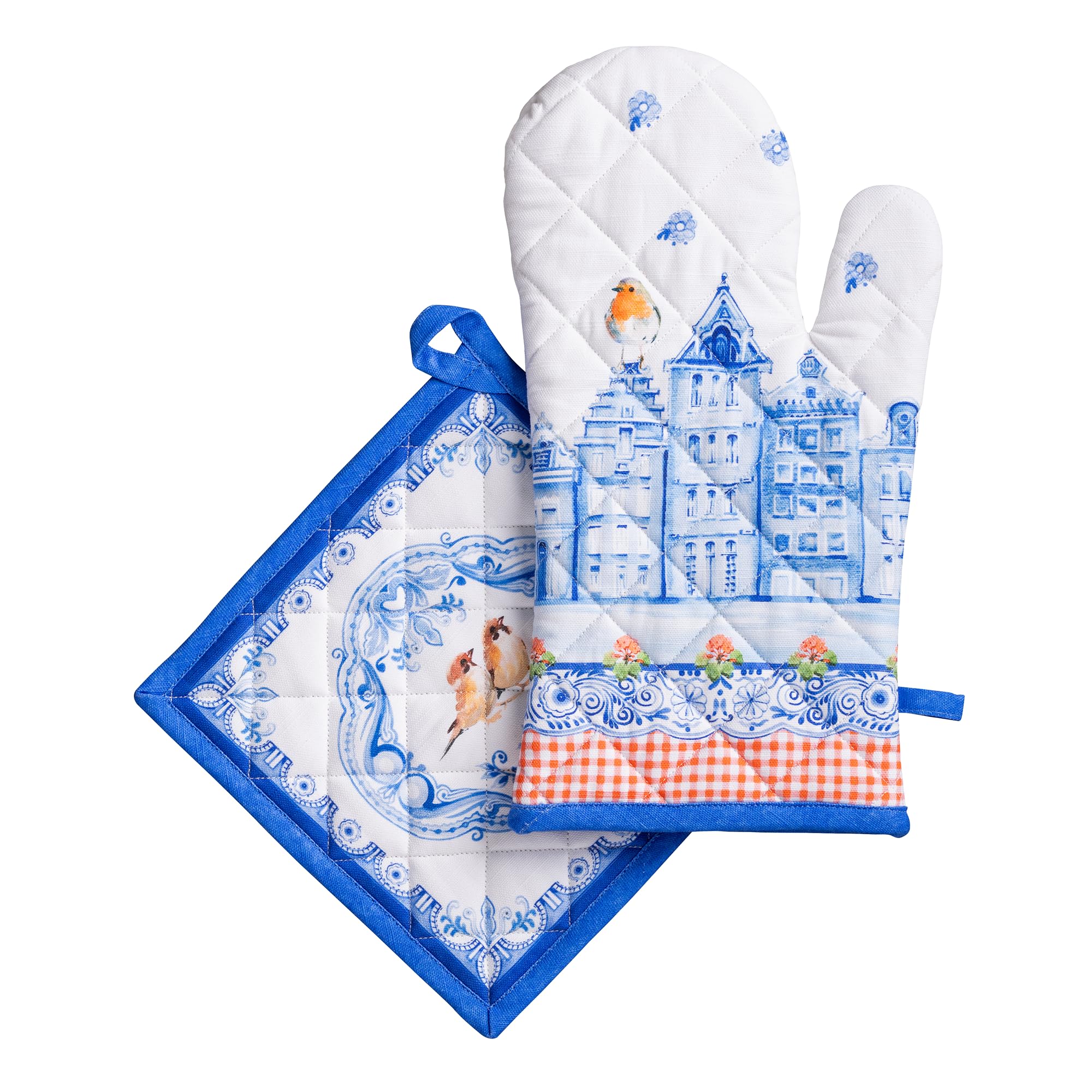 Maison d' Hermine 100% Cotton Oven Mitt & Pot Holder Set (19x33 & 20x20cm)