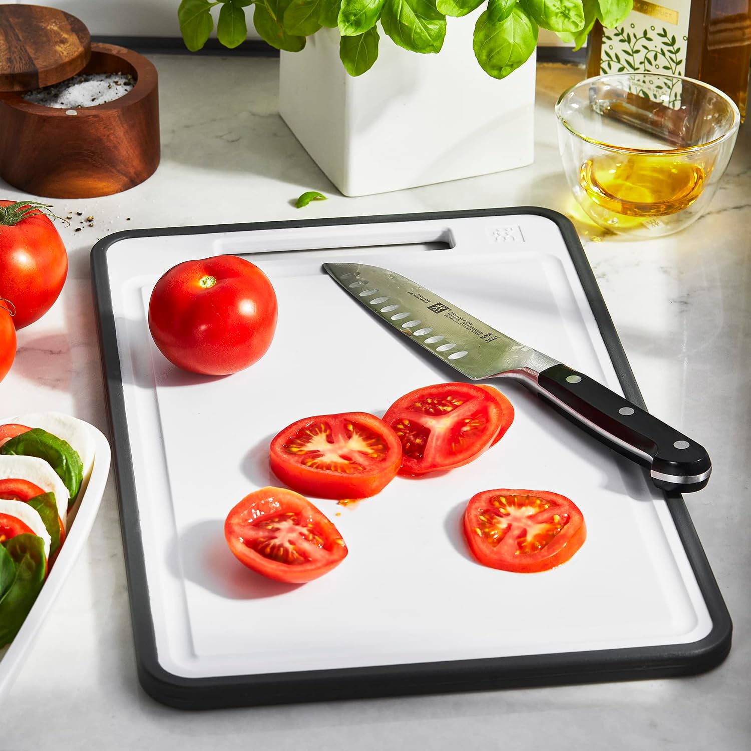 ZWILLING Synthetic Cutting Board, 9.75-inch x 15.25-inch x 0.5-inch, Plastic, White