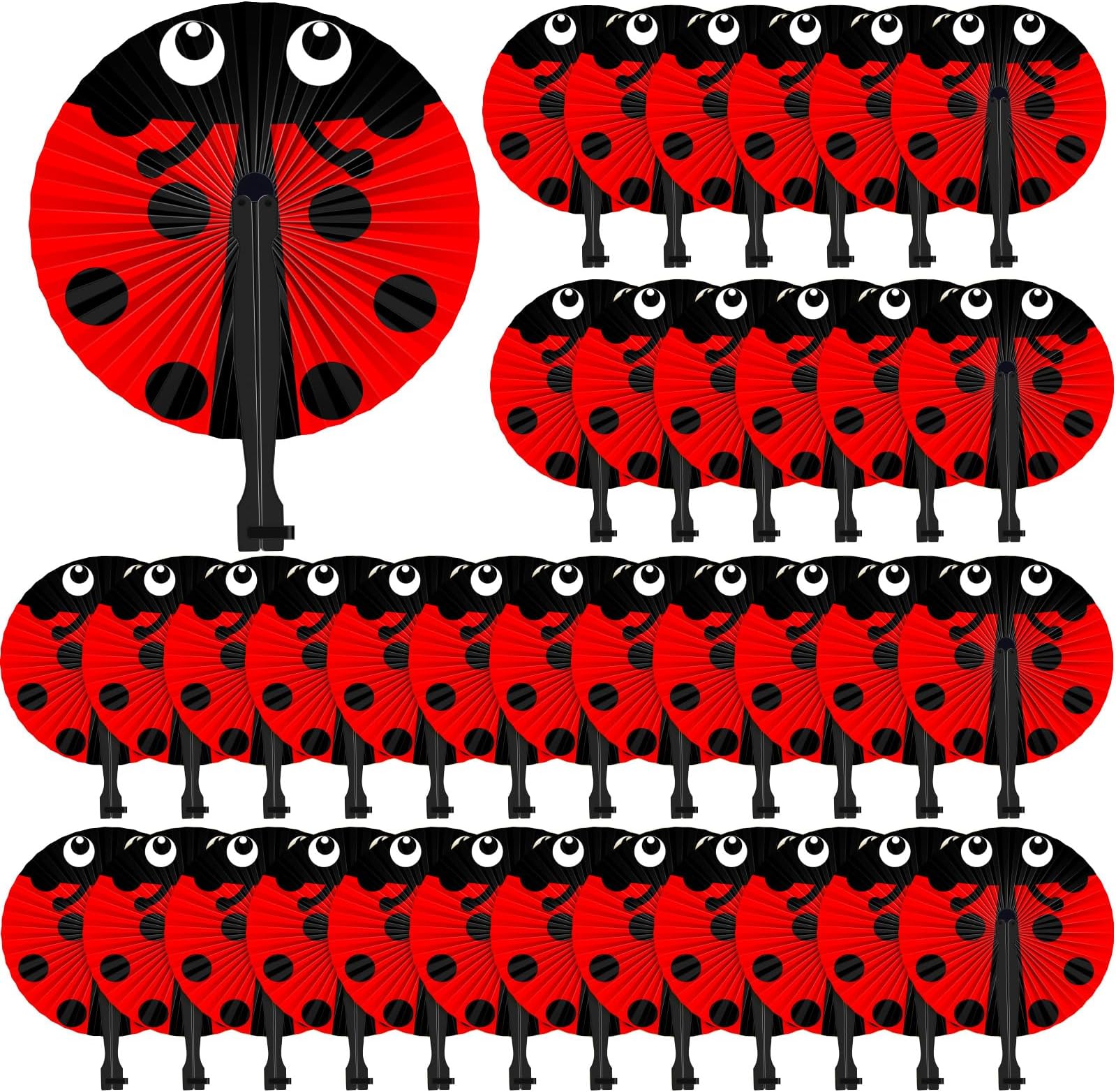 Amazon.com: Taiyin 48 Pack Ladybug Themed Paper Hand Fans Decorative ...