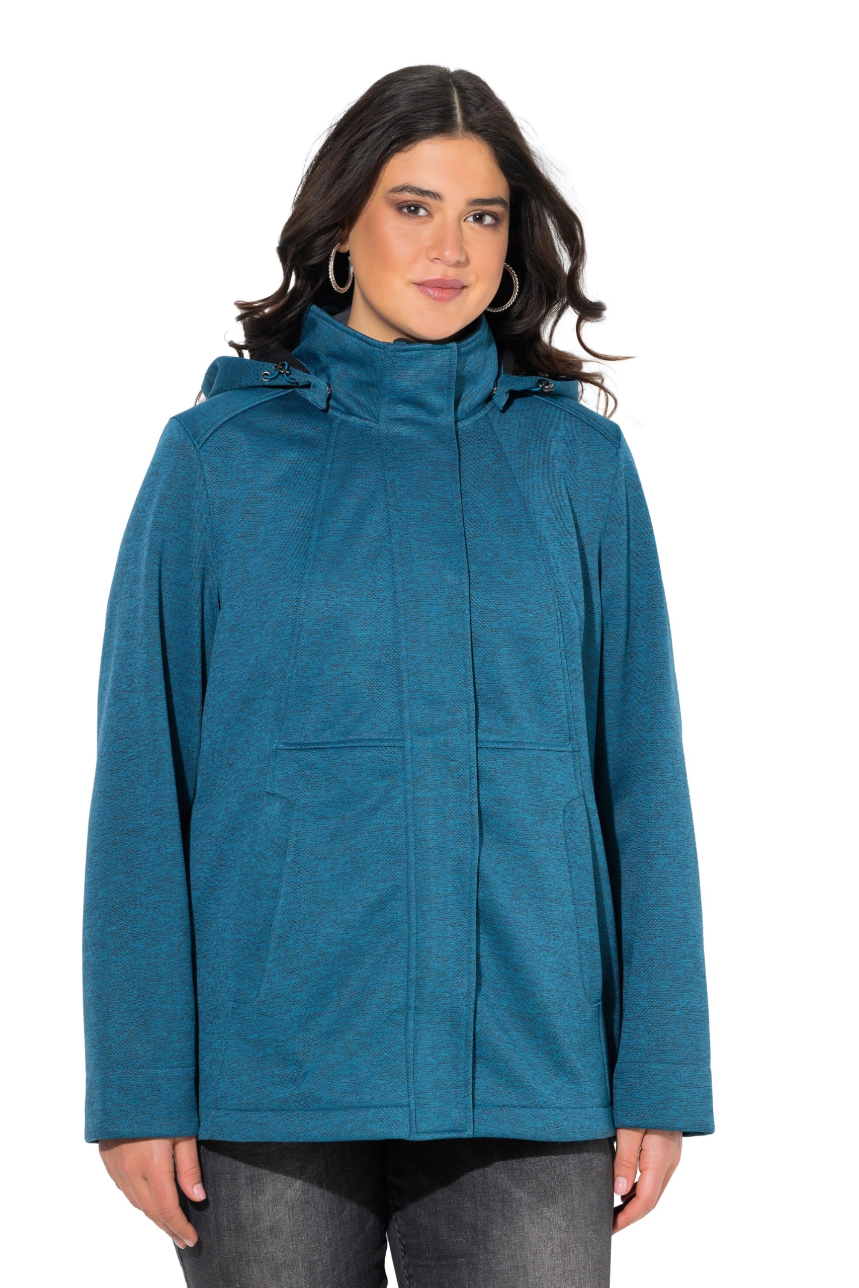 Ulla Popken Damen große Größen Übergrößen Plus Size HYPRAR Softshelljacke, wasserabweisend, Kapuze, 2-Wege-Zipper 842359