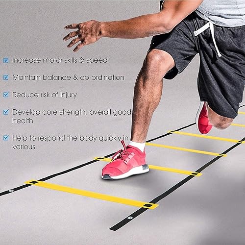 Miniatura 6 de Yes4All Ultimate Combo Agility Ladder Training Set with Agility Ladder 12 Rungs  12 Agility Cones Agility Combo Speed Ladder and Balance Training