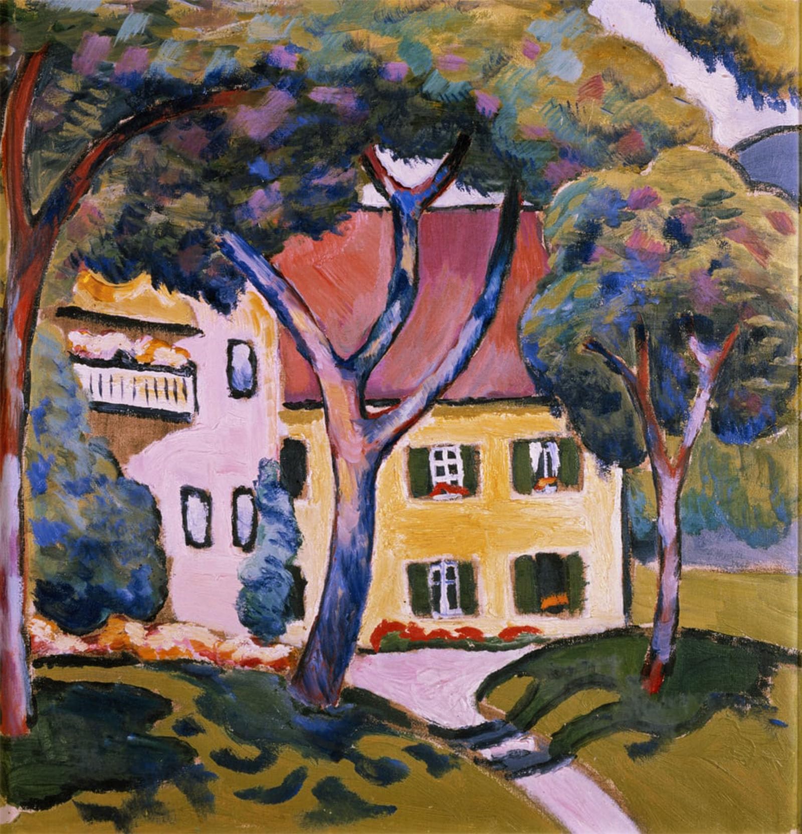 SERENDIPITP Vintage Wall Art Canvas Nordic Poster Canvas Print Picture Haus in Einer Landschaft by August Macke Wall Art Poster for Home Decor 60x90cm