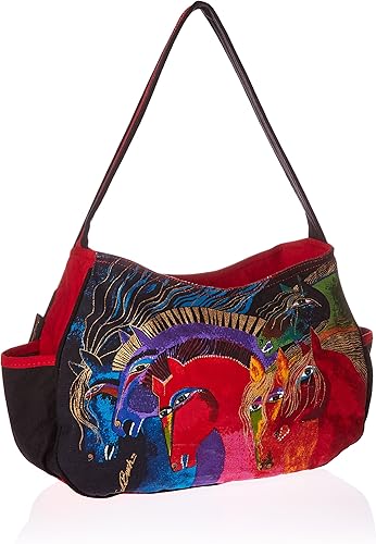 Miniatura 2 de Laurel Burch 80367 Hobo Medium Zipper Top 15" X4.5" X9", Wild Horses of Fire
