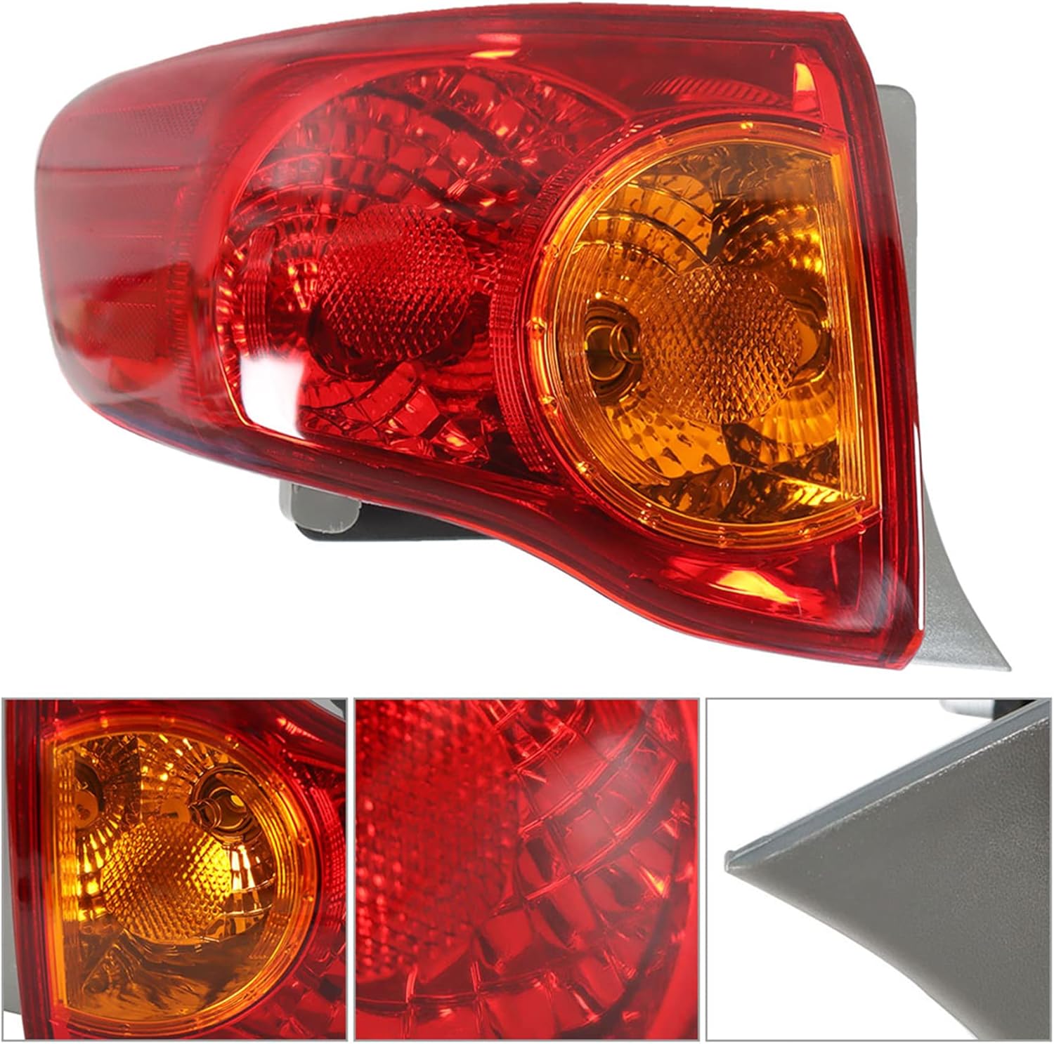 Silscvtt Driver Side Outer Rear Brake Tail Light Assembly Replacement for Toyota Corolla 2009 2010 Red Lens Left Tail Lamp 8156002460 TO2800175