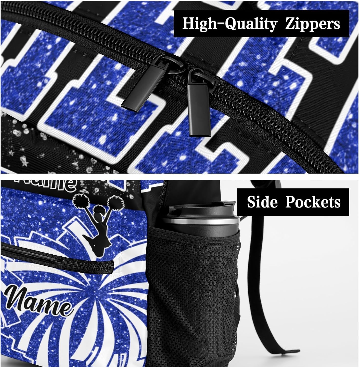 Blue Cheer Custom Cheer Backpack Cheer Bow for Cheerleader Personalized Cheerleading Backpack Bag, Cheer Coach Travel Daypack - Image 6