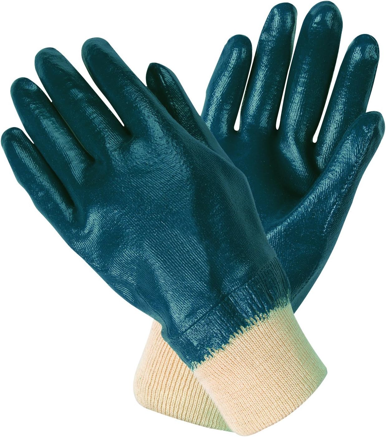 MCR Safety 97981XL Predator Economy Fully Coated Gloves with Interlock Lined and Knitted Wrist, Blue/White, X-Large, 1-Pair
