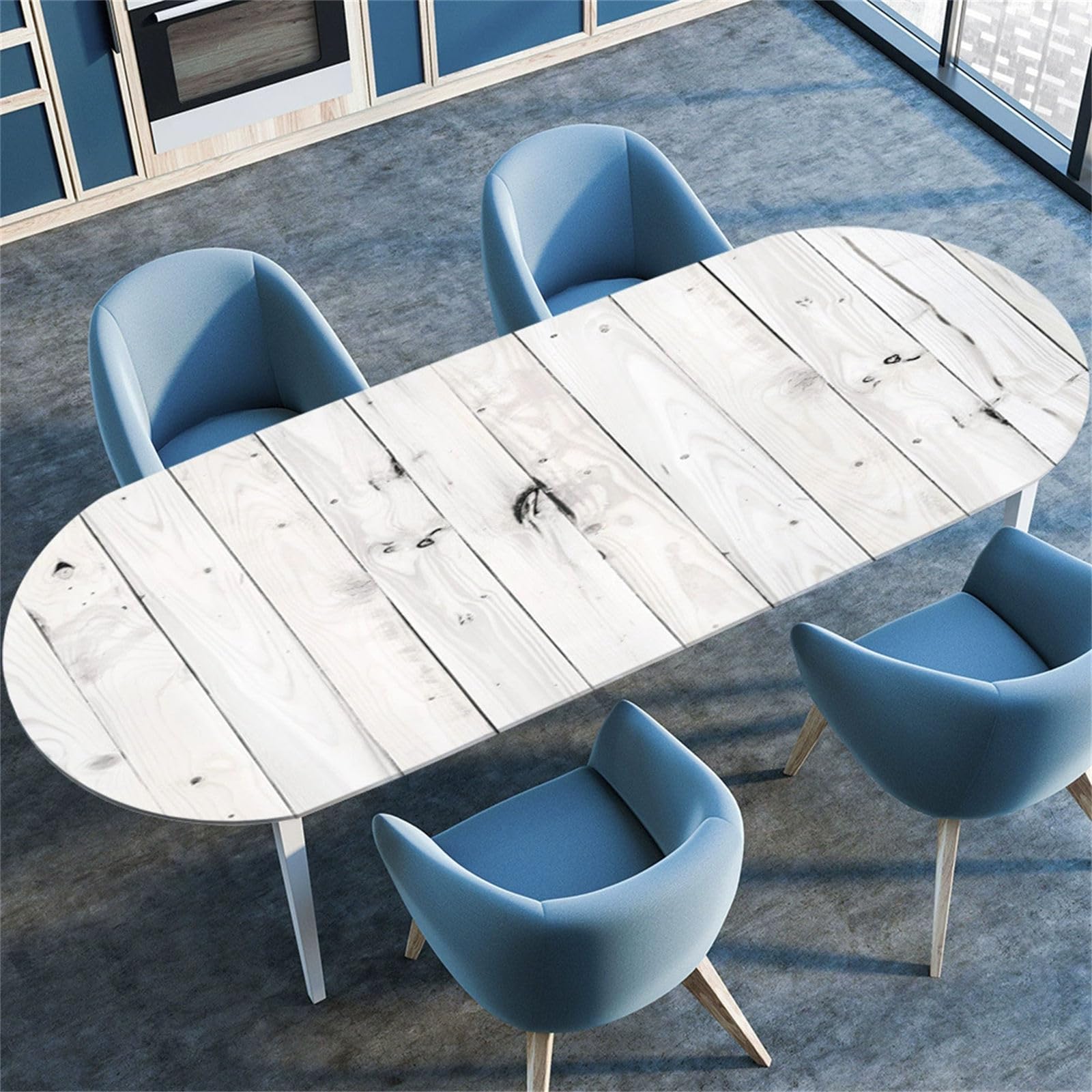 Morbuy Oval Elastic Fitted Tablecloth, 3D Wooden Board Pattern Oval Fitted Table Cover Waterproof Wipe Clean Table Cloth Stain Resistant Tablecloths for Party Kitchen (Wooden Board,107x173cm)