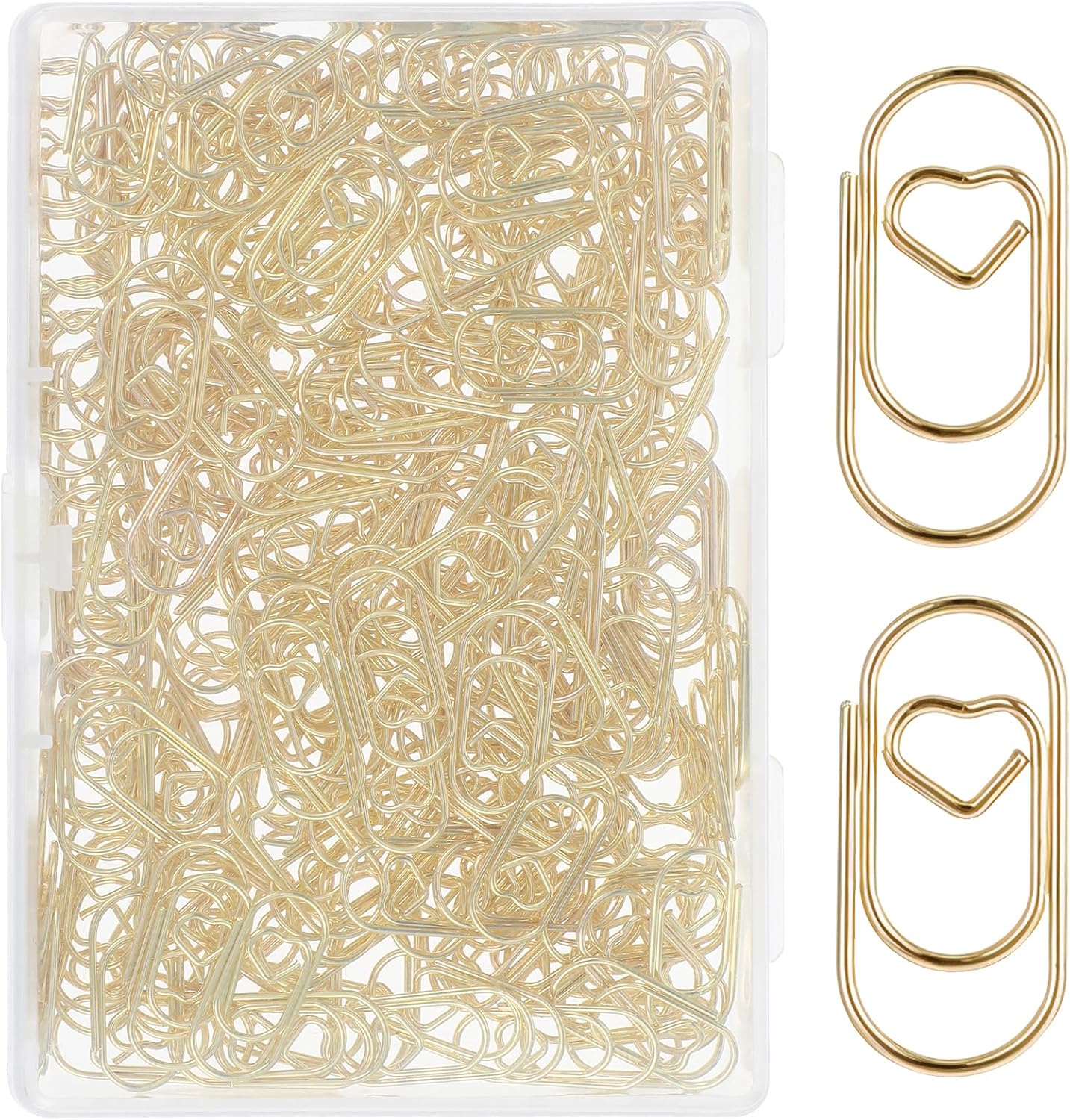 200 Pcs Small Gold Paper Clips, Mini Heart Shaped Love Paperclips for DIY Wedding Invitation Aesthetic Office Supplies Home Paper Craft Accessories(Steel Wire)
