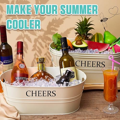 Miniatura 4 de 6 cubos de hielo grandes de 4 galones para fiestas, recipientes de metal galvanizado para bebidas, cerveza, vino, champán, cóctel, enfriador para