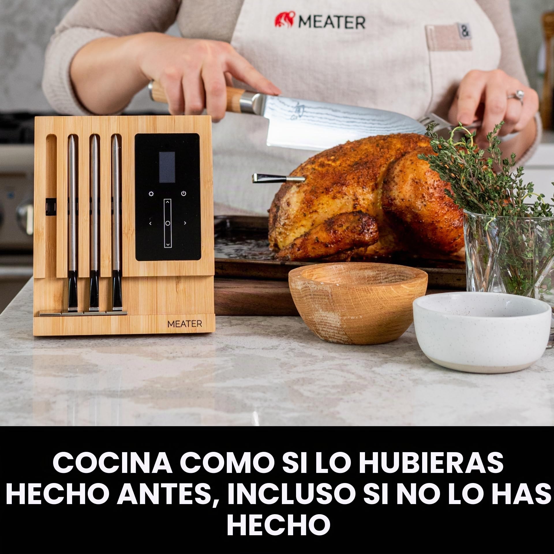 MEATER Block | Termómetro inalámbrico inteligente para carne para el horno, parrilla de cocina, barbacoa, ahumador, asador con Bluetooth y conectividad digital WiFi