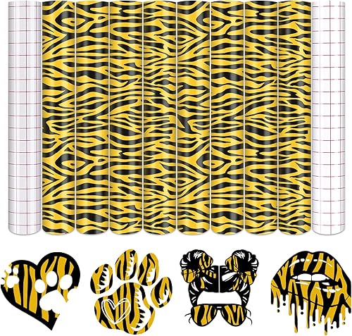 Miniatura 121 de Tintnut Vinilo permanente – 10 hojas de 12 x 10 pulgadas, hojas de vinilo adhesivo permanente de leopardo arcoíris, vinilo adhesivo permanente