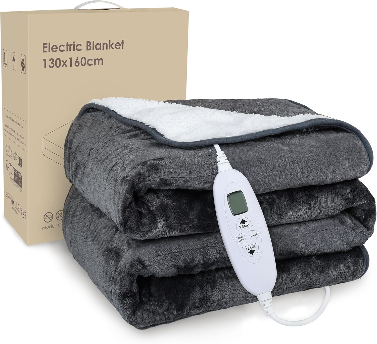 Lyssiefeel Electric Heated Blanket Throw,Flannel+Sherpa fleece Heated