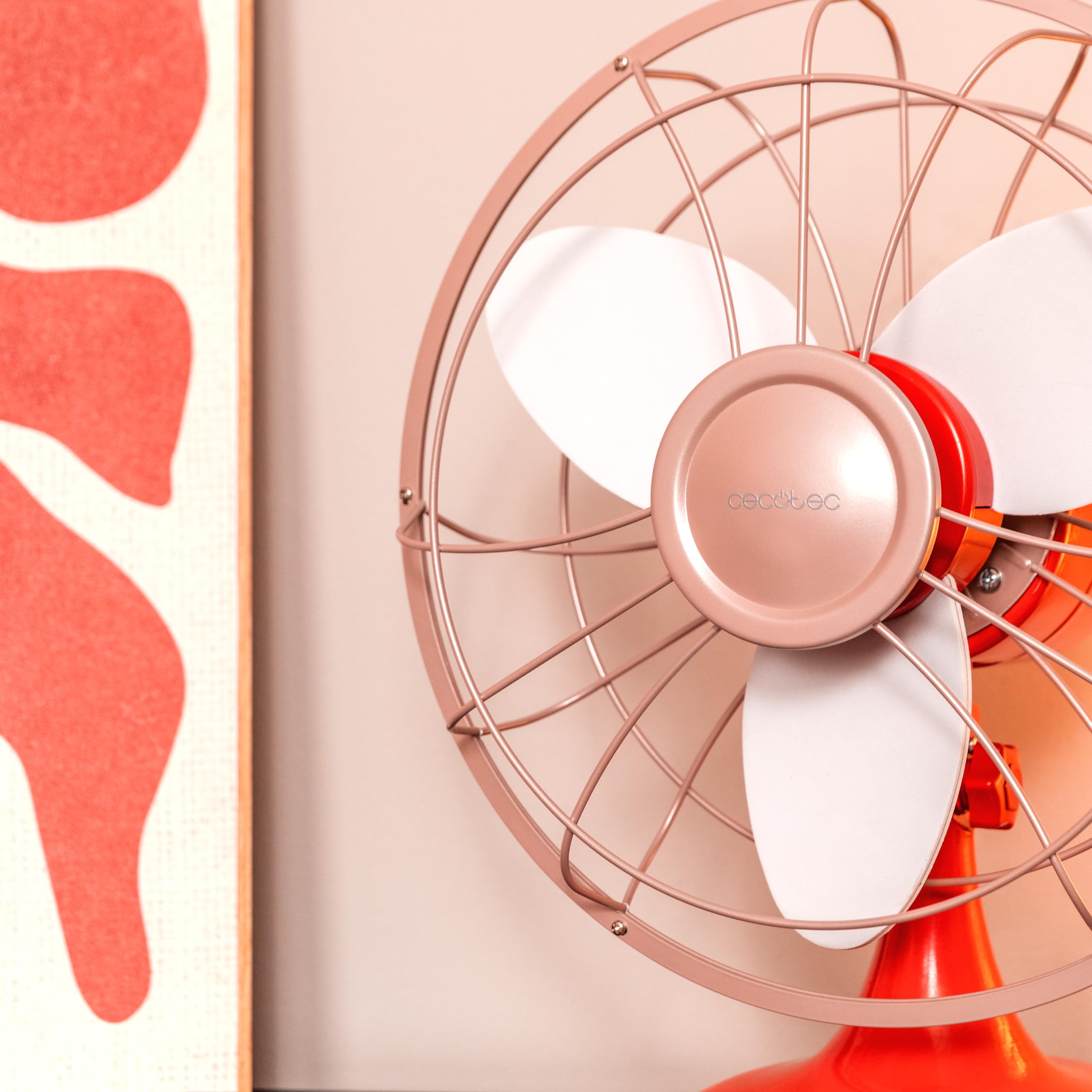 Cecotec Ventilador de Sobremesa EnergySilence 1090 RetroDesk Design. 40W de potencia, 12 Pulgadas, Diseño único y elegante, 3 Aspas aerodinámicas, 3 Velocidades, Oscilación 80º, Inclinación ajustable