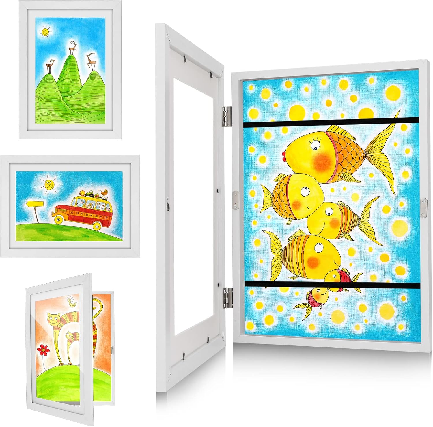 Bestomrogh Kids Art Frames, Kids Artwork Display Frame Front Opening A4