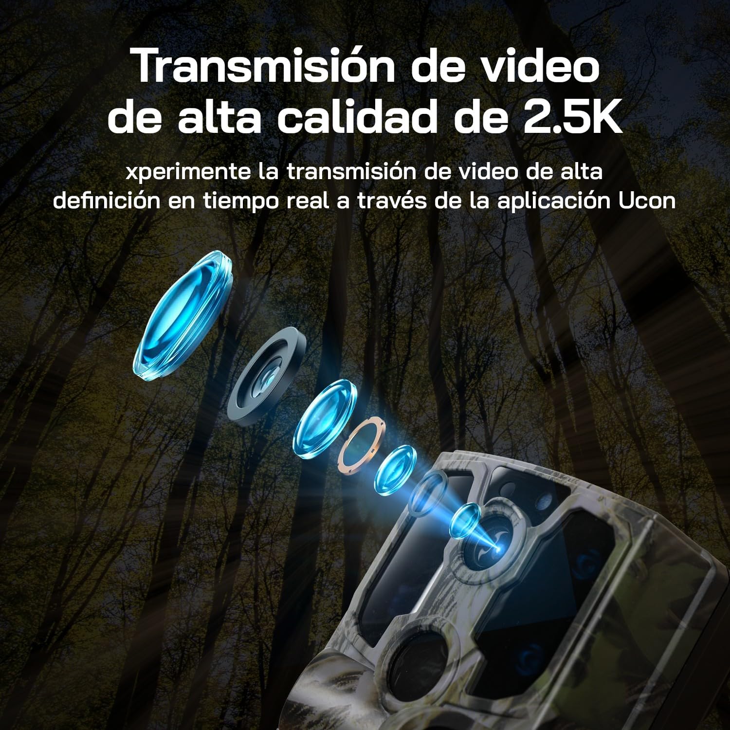 WOLFANG Cámara de Caza Solar, 4G LTE Camara Fototrampeo 2.5K con Detección PIR Nocturna por Infrarrojos Invisible, Alerta, Audio Bidireccional, IP66 para Vida Silvestre y Monitoreo de Seguridad