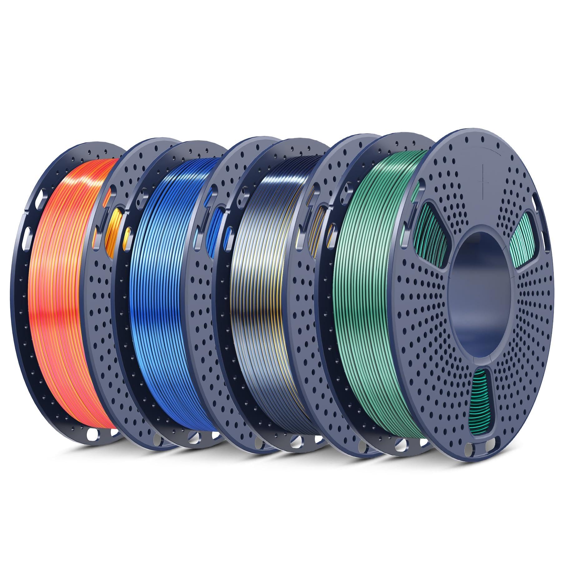 SUNLU 250G Silk Dual Color PLA Filament Bundle Muticolor, 1kg in Total